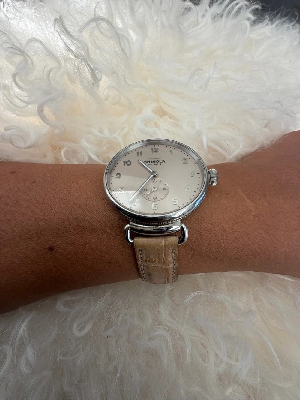Shinola Silver Dial Men's Wristwatch with Black Numerals